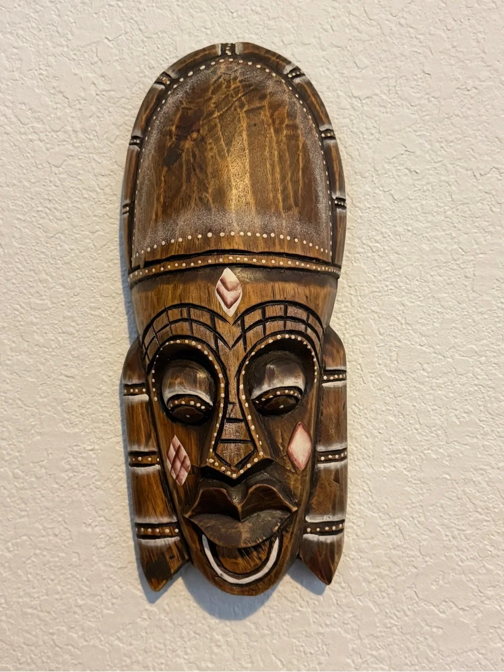 Vintage Hand Carved Wooden Tribal Mask African Mask Wall Decor 12” Tall